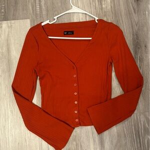 GAP Women's Orange Button-Up Top